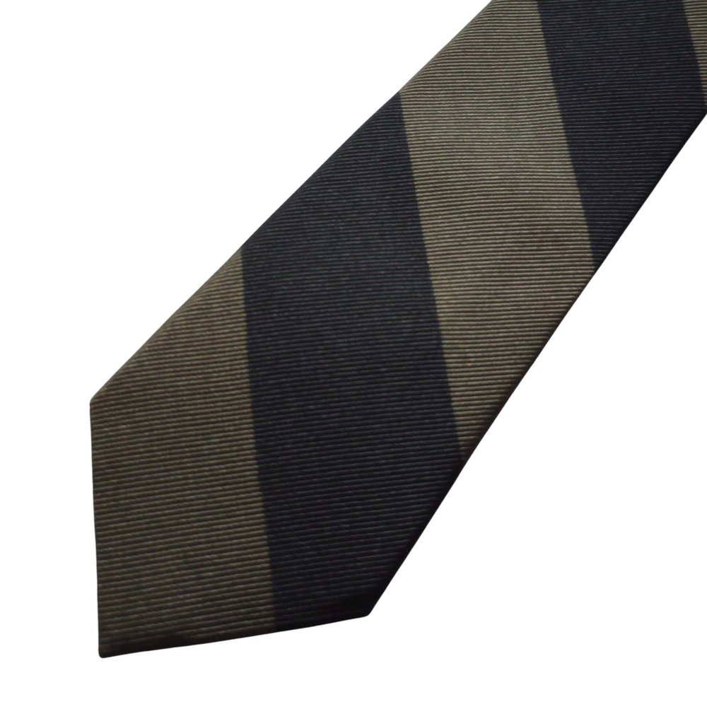 Merona Mens Silk Tie Olive Green Black Wide Striped Ribbed